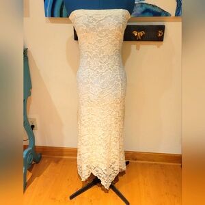 Off white lace strapless dress by debut size small